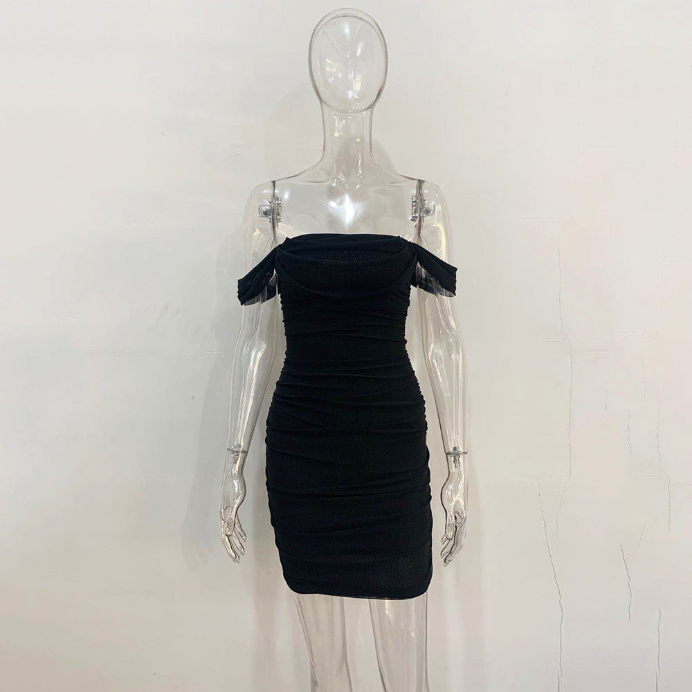 Summer Sling Off Shoulder Mesh Sexy Nightclub Bodycon Dress 8