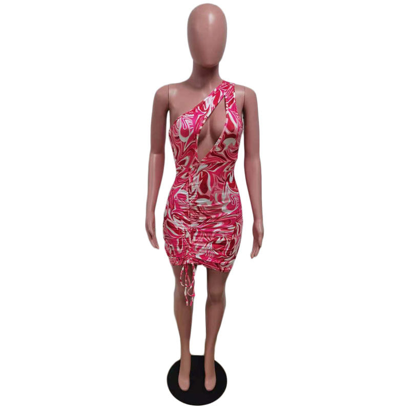 Women's Drawstring Pleated Low Back Keyhole Cutout Sexy Bodycon Dress 14