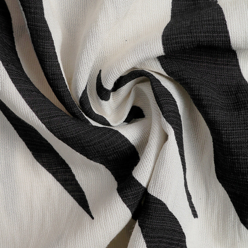 Women Elegant V-Neck Sleeveless Zebra Print Dress 15