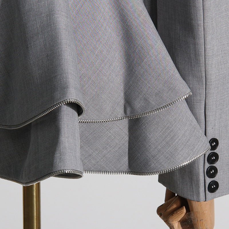 Autumn Chic Career Style Double Breasted Patchwork Ruffle Slim Waist Slim Fit Short Blazer 20