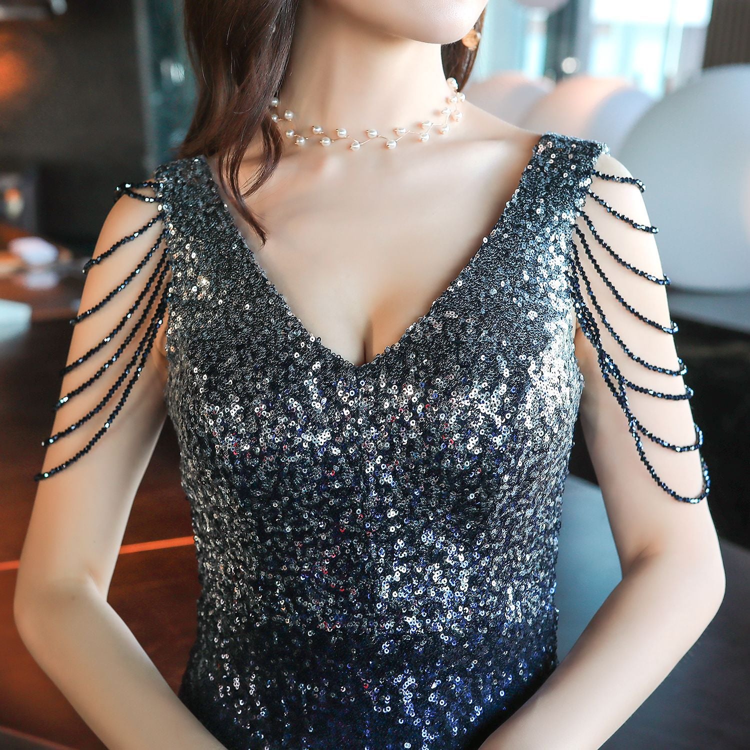 Women Sequined Formal Party Evening Dress 14