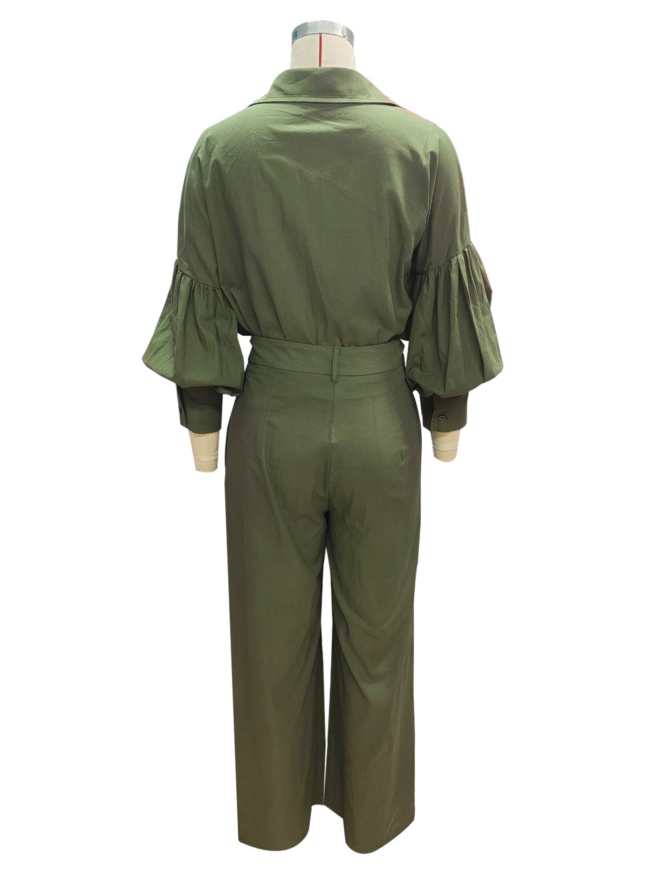 Autumn Solid Long-Sleeve Shirt & Wide-Leg Pants Linen Two-Piece Set 10