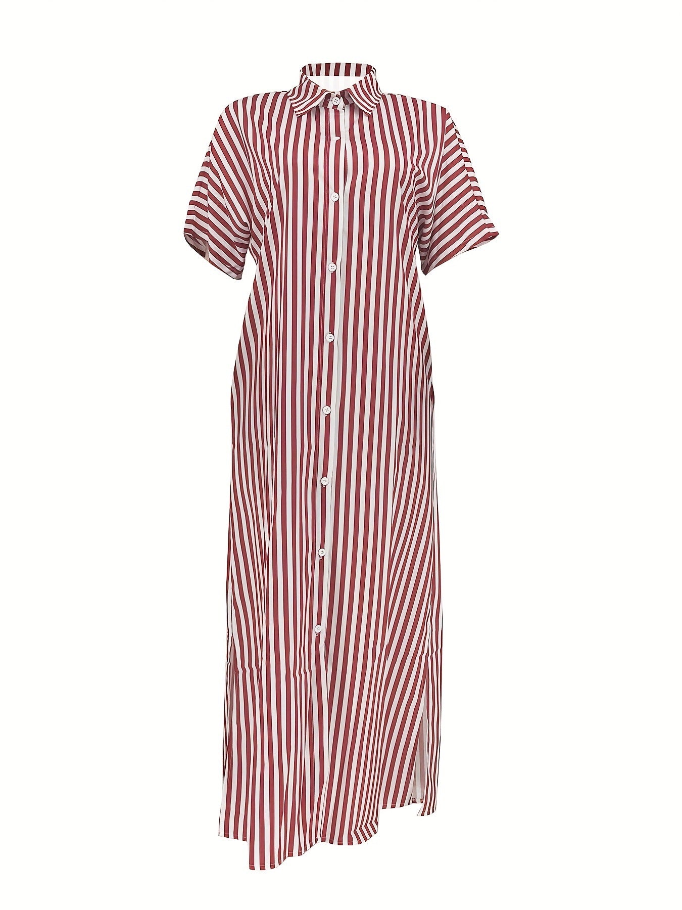 Women's Summer Casual Pocket Shirt Long Dress 9