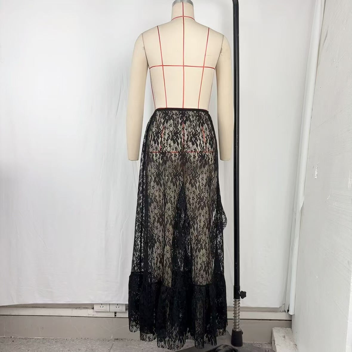 Women summer irregular lace split skirt 9