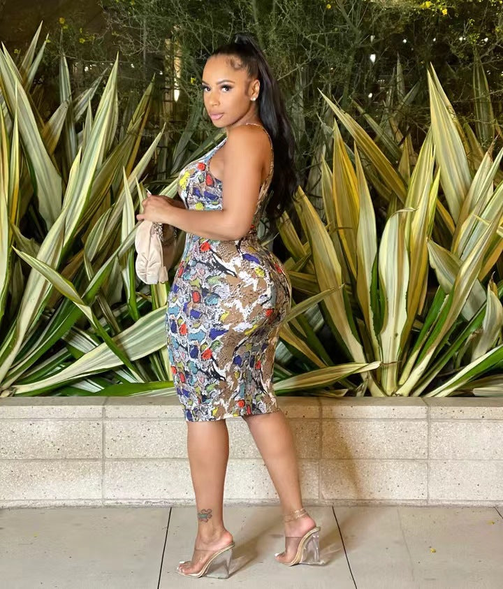 Women's Fashion Casual Snakeskin Print Dress 4