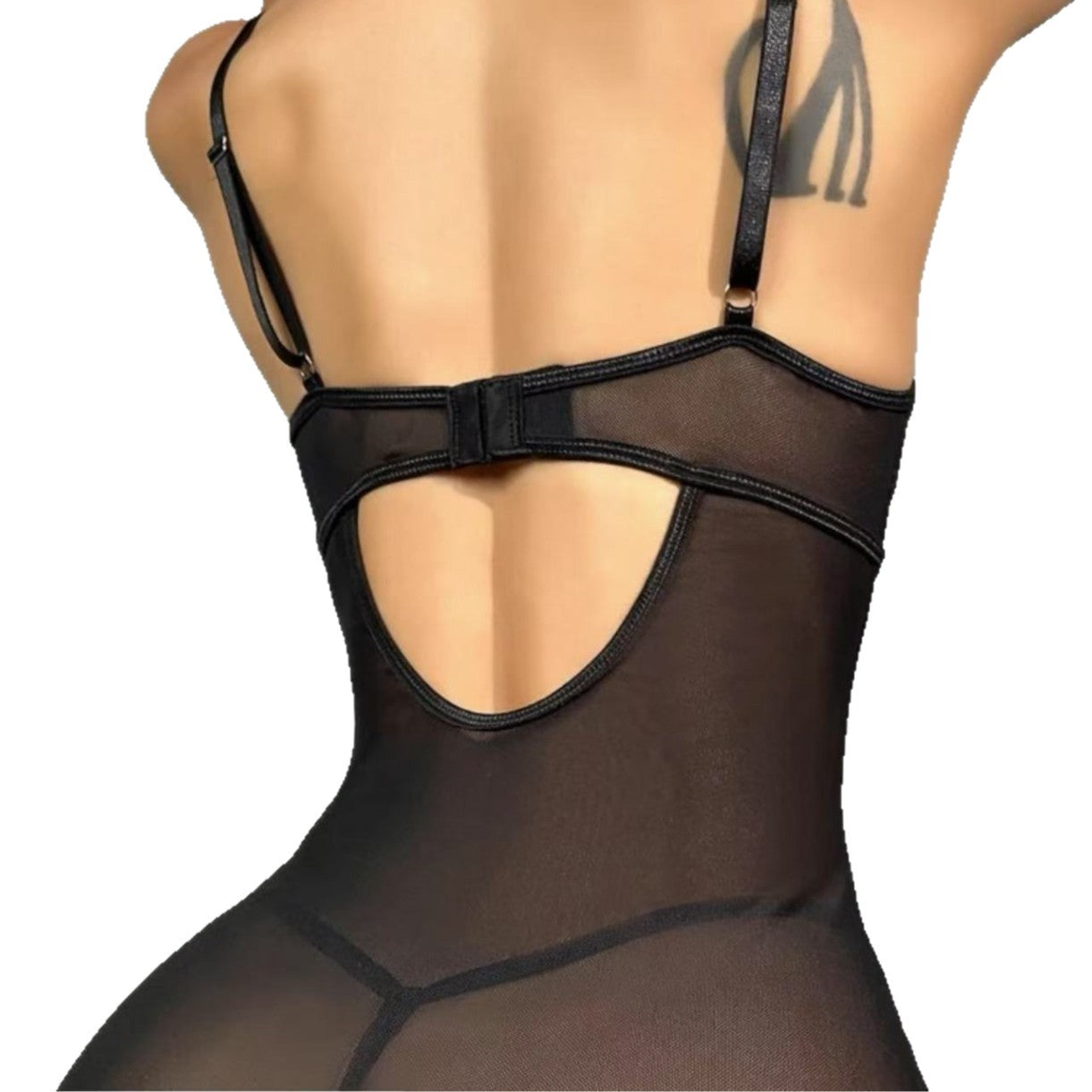 Plus Size Women  V-Neck One-Piece with Lace Mesh Patchwork Sexy Lingerie 3