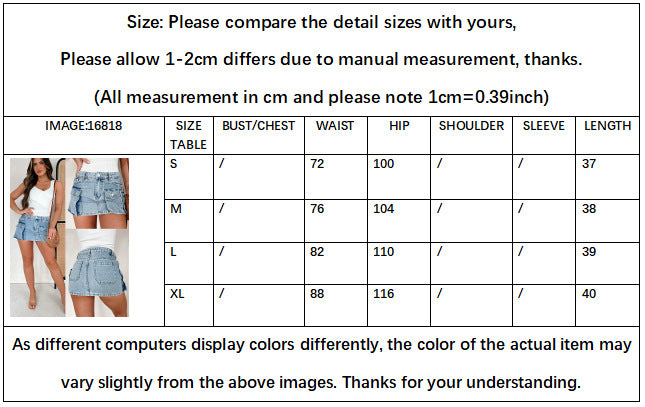 Women Summer Washed Style Pocket Asymmetrical Cargo Denim Skirt 8