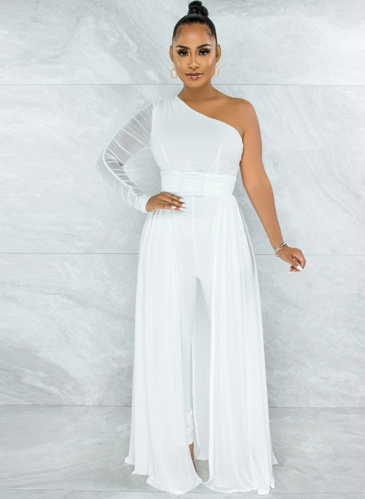 Women Summer White Romantic Slash Neck Full Sleeves Solid Mesh Ripped Full Length Regular Jumpsuit 4