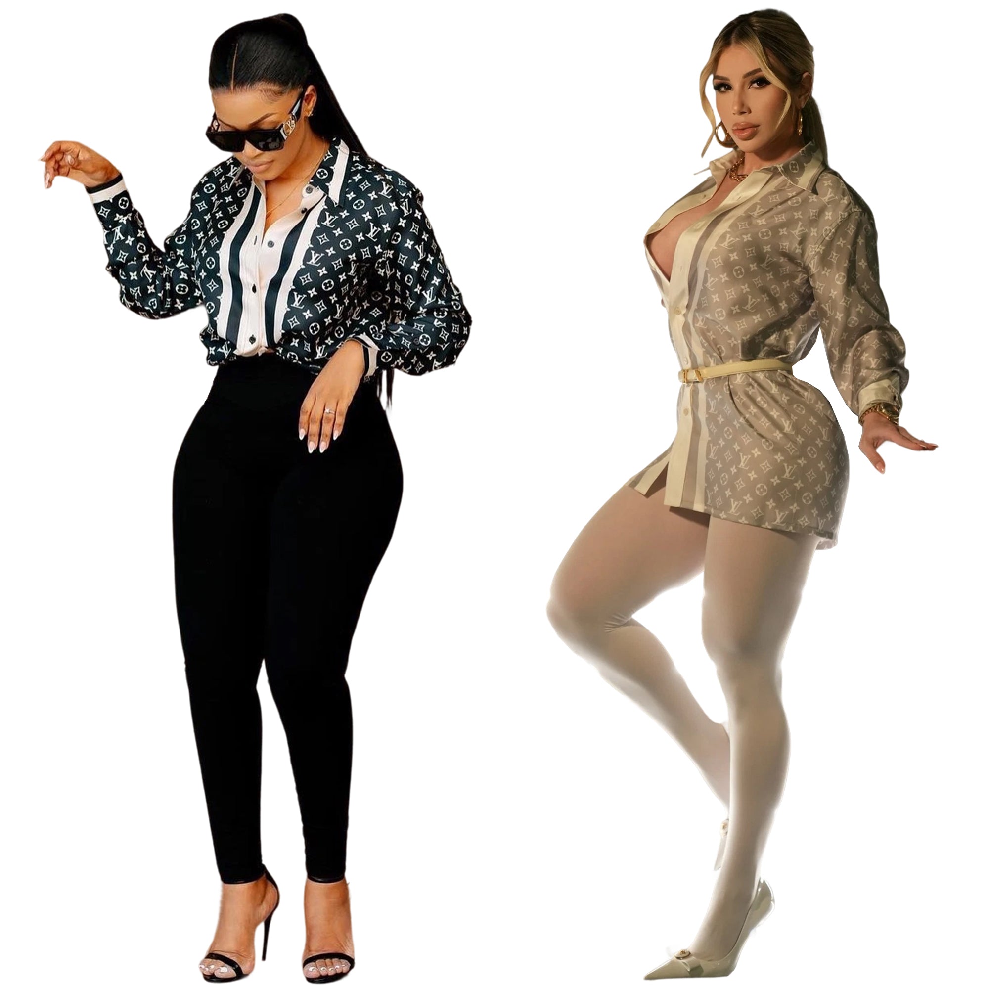 Women summer and autumn fashion classic casual printed shirt 11