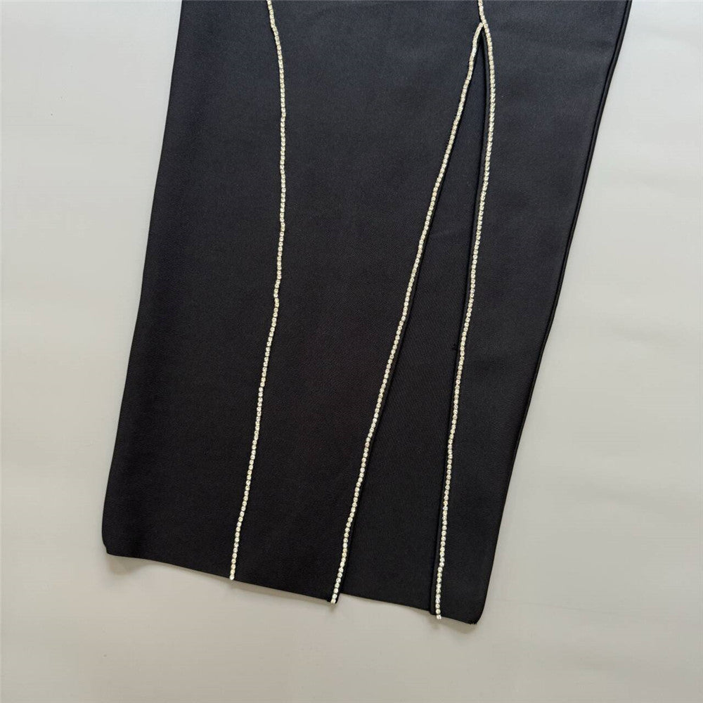 One-shoulder diamond split sexy elegant women's party evening dress 7