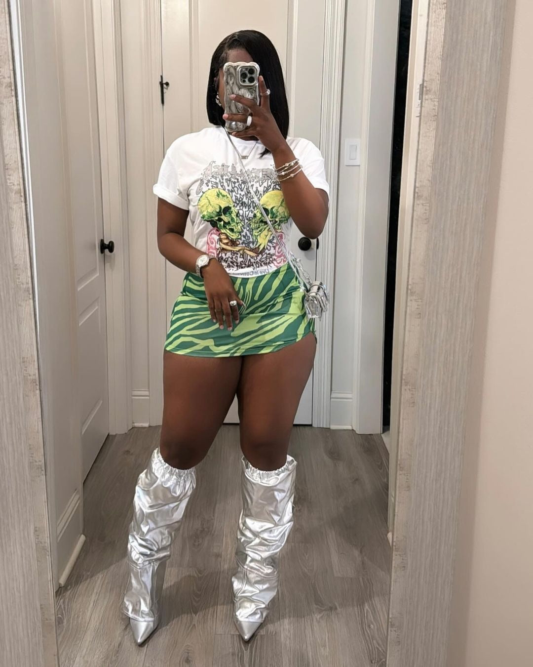 Women's Trendy Print Short-Sleeve T-shirt Shorts Two-Piece Set