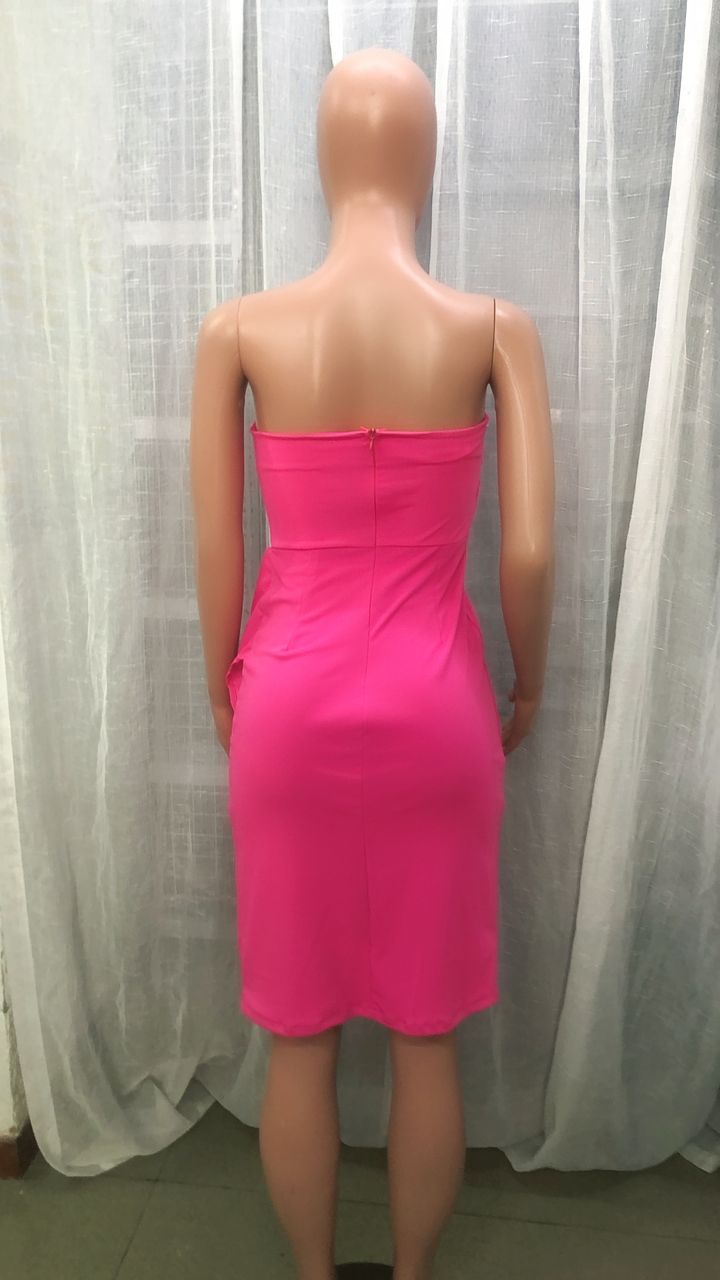 Summer Sexy Chic Women's Strapless Irregular Skirt Slit Nightclub Party Dress 14