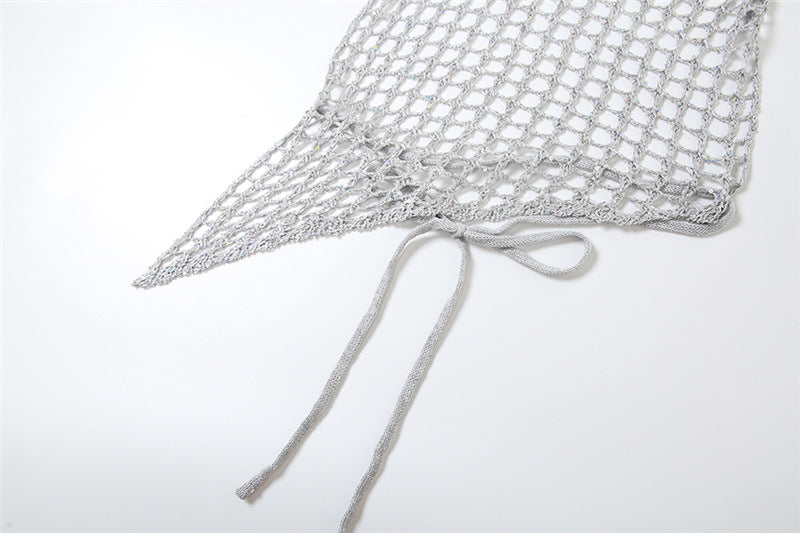 Summer Women Sexy Hollow Sequins Top and Bodycon Skirt Two-piece Set 21