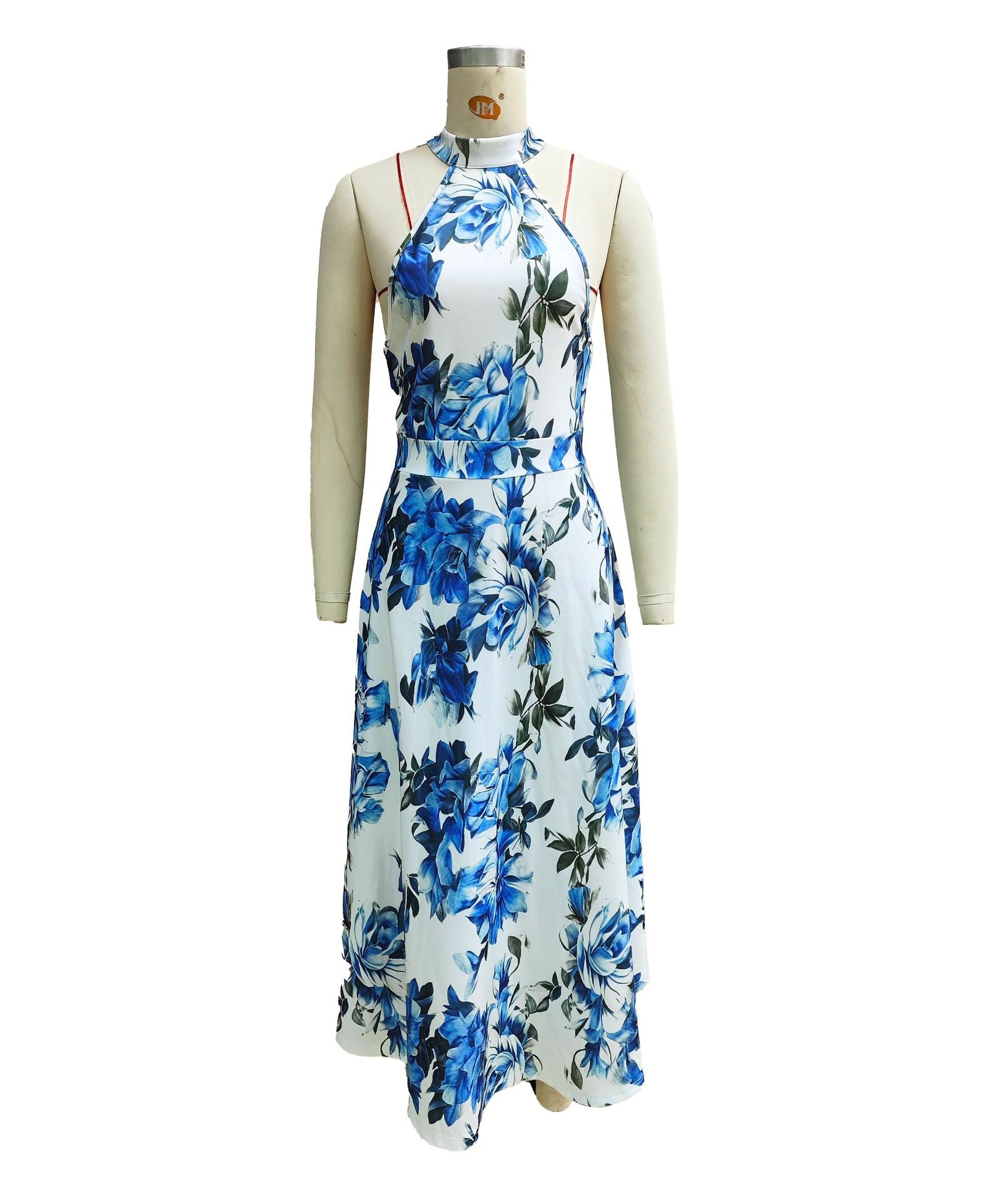 Women Holiday Halter Neck Printed Sleeveless Beach Dress 11