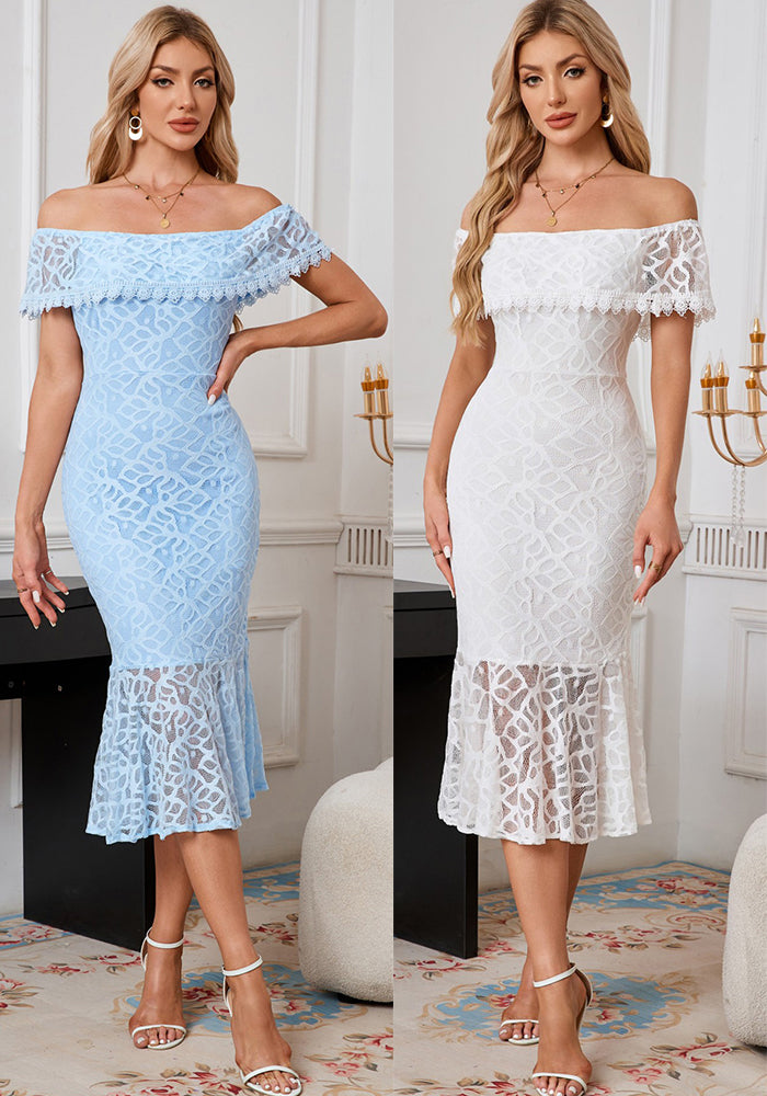 Women summer Hollow lace evening dress