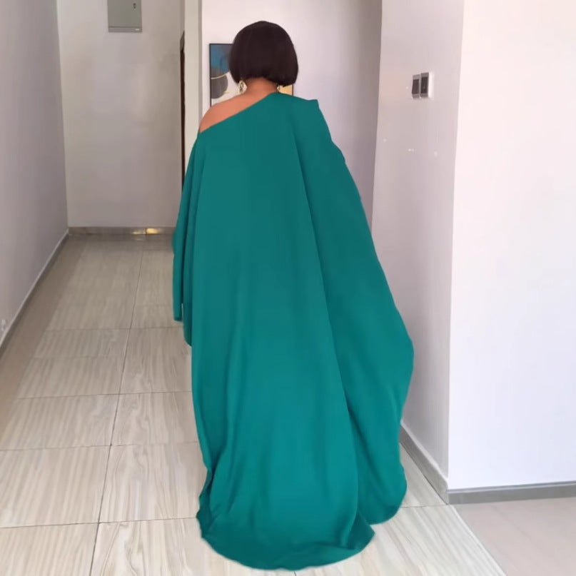 Women Solid Slash Shoulder Wide Leg Jumpsuit 4