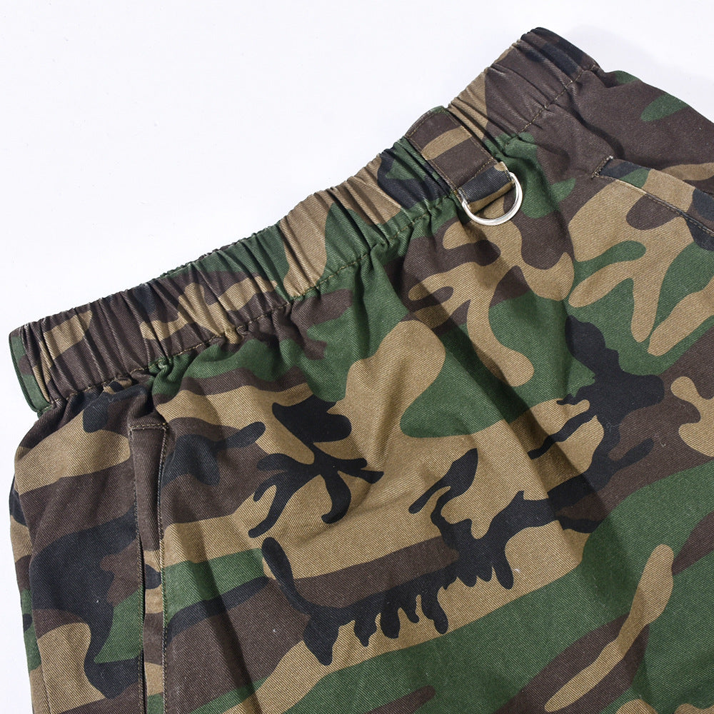 Elastic Waist Women's Spring and Summer Pocket Outdoor Fashion Style Camouflage Washed Skirt 9