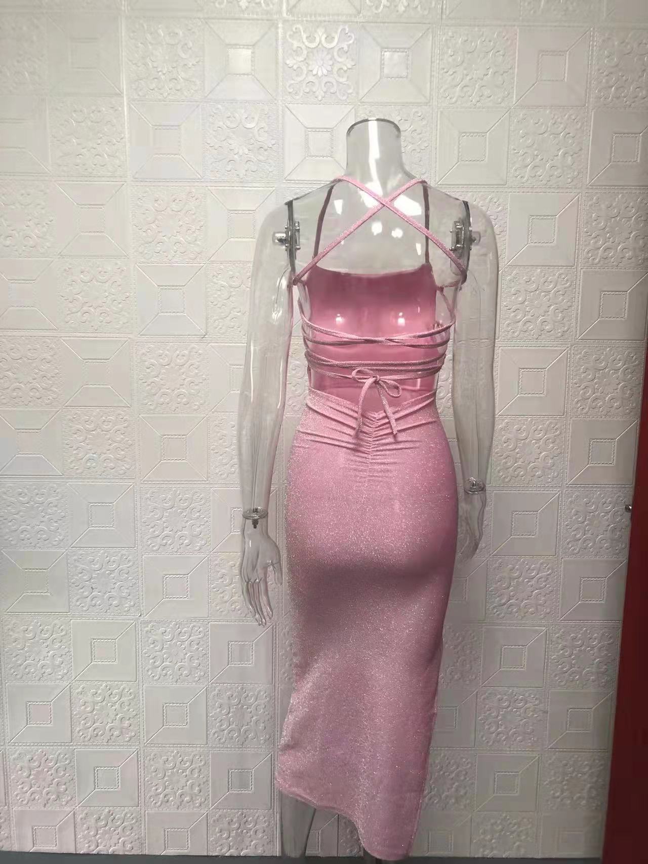 Women's Fashion Sexy Strap Low Back Square Neck Dress 15