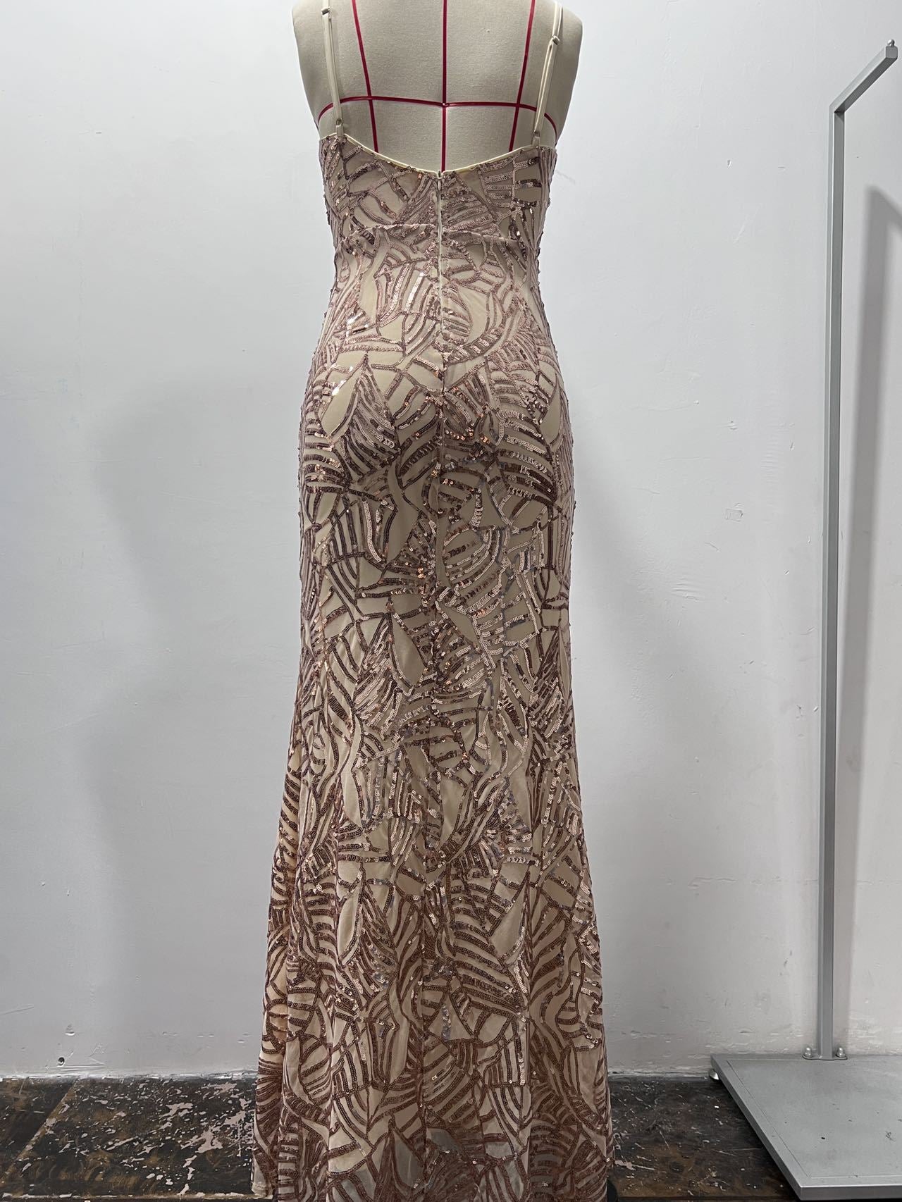 Women Sequin Summer Geometric Sequin Suspender Evening Dress 9