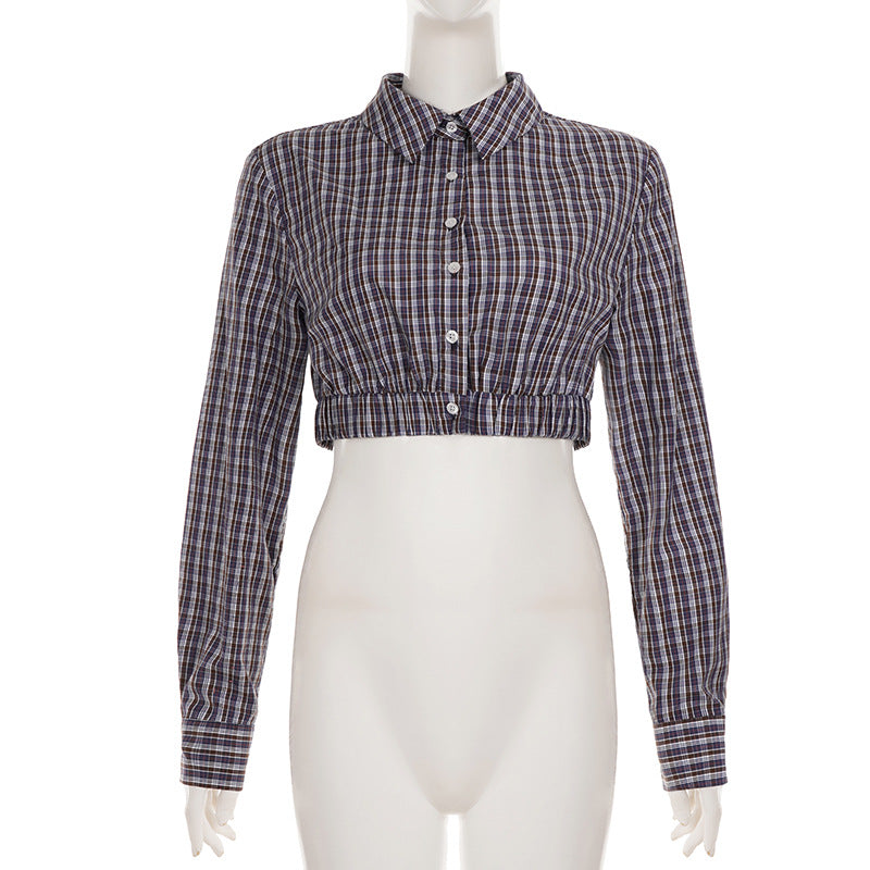 Women's Plaid Lace Trim Elastic Tie-Waist Trendy Woven Short Shirt Set 3