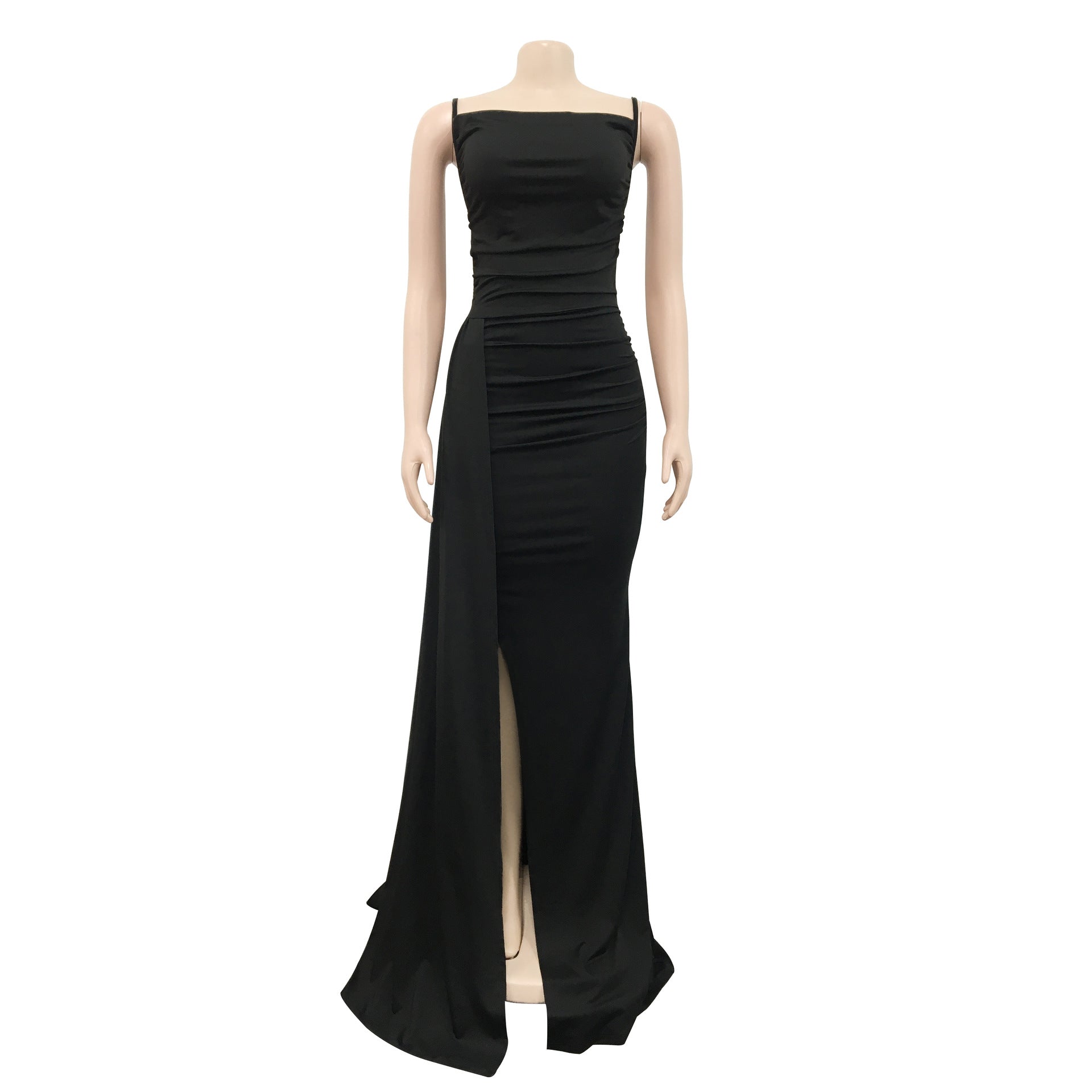 Fashion Women'S Solid Color Strap Backless Slit Evening Dress 21