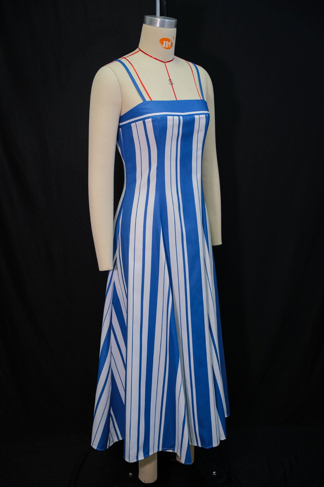 Women's Autumn Fashion Elegant Strap Striped Flared Dress 6