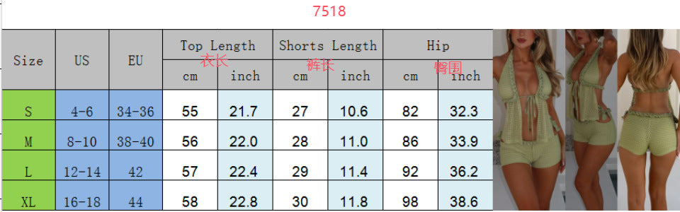 Women's Solid Color Tie Nightclub Fashion Two Piece Shorts Set 8