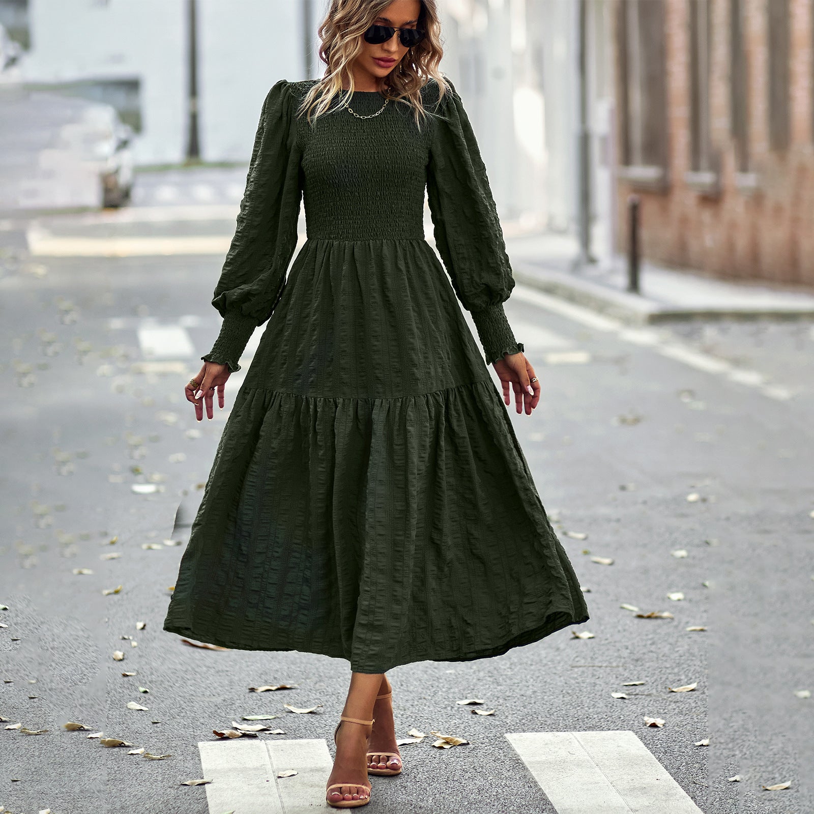 Women Long Sleeve Midi Dress 8