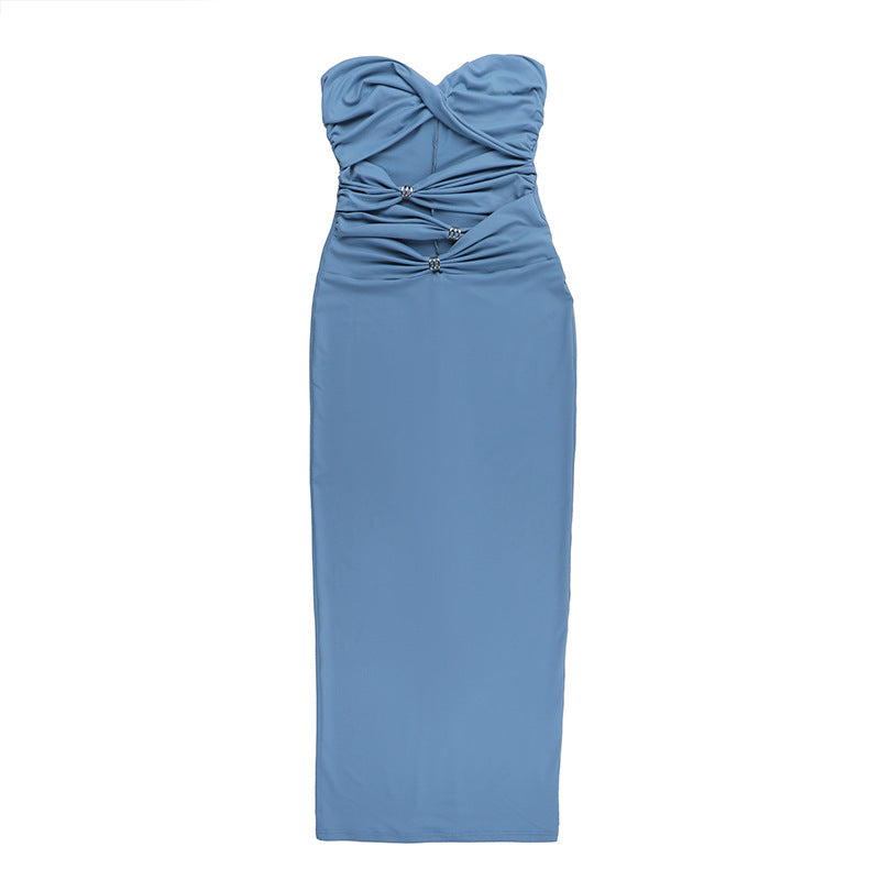 Sexy Strapless Hollow Slit Women's Slim Long Dress 10