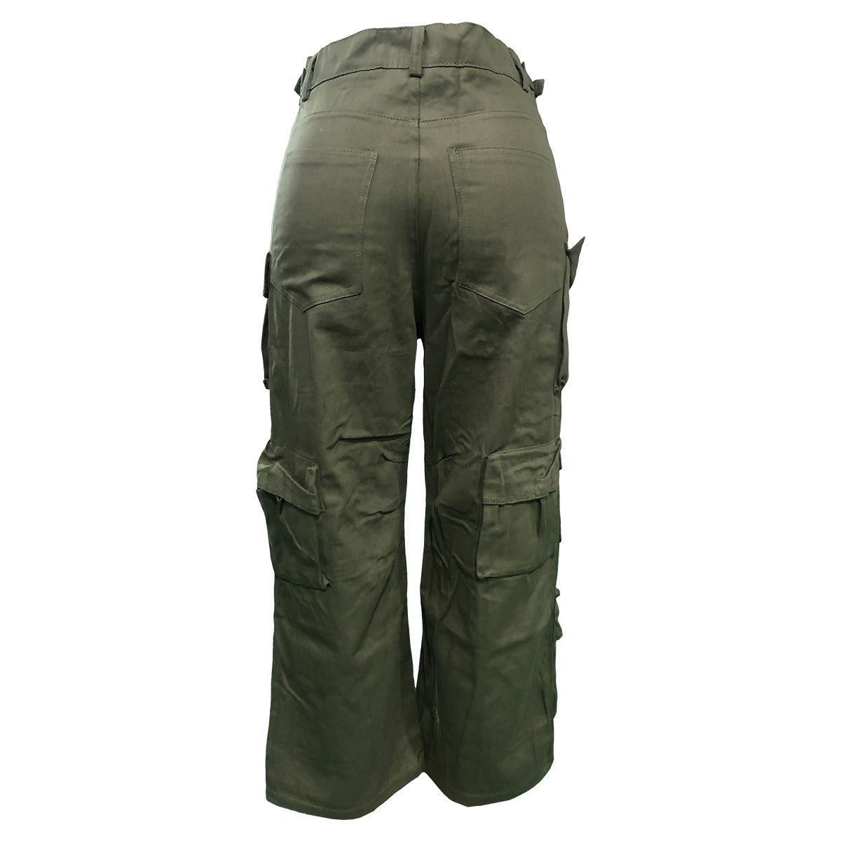 Women Pocket Cargo trousers Wide Leg Straight Washed Denim Pants 7