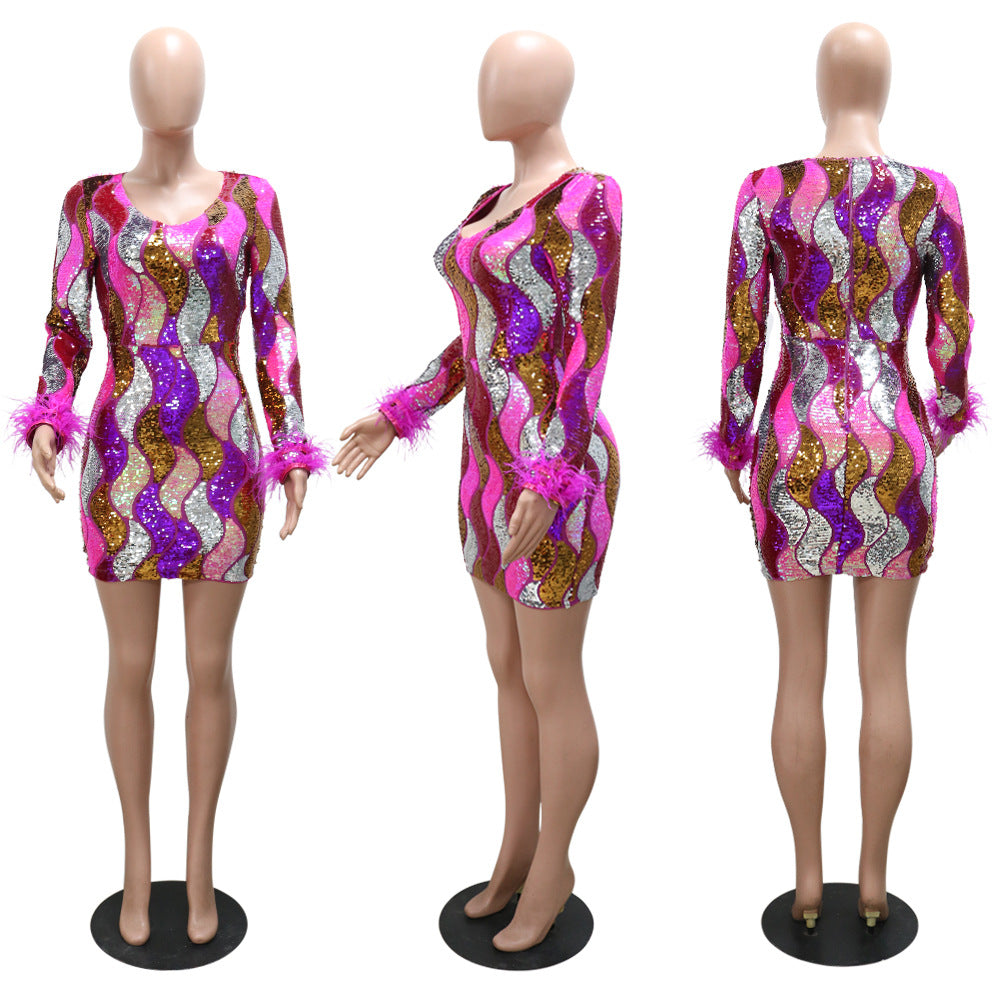 Stylish Sequin Sexy Bodycon Women Party Dress 18