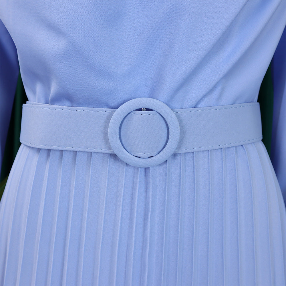 Plus Size African Women Chic Elegant Pleated Career Solid Dress 29