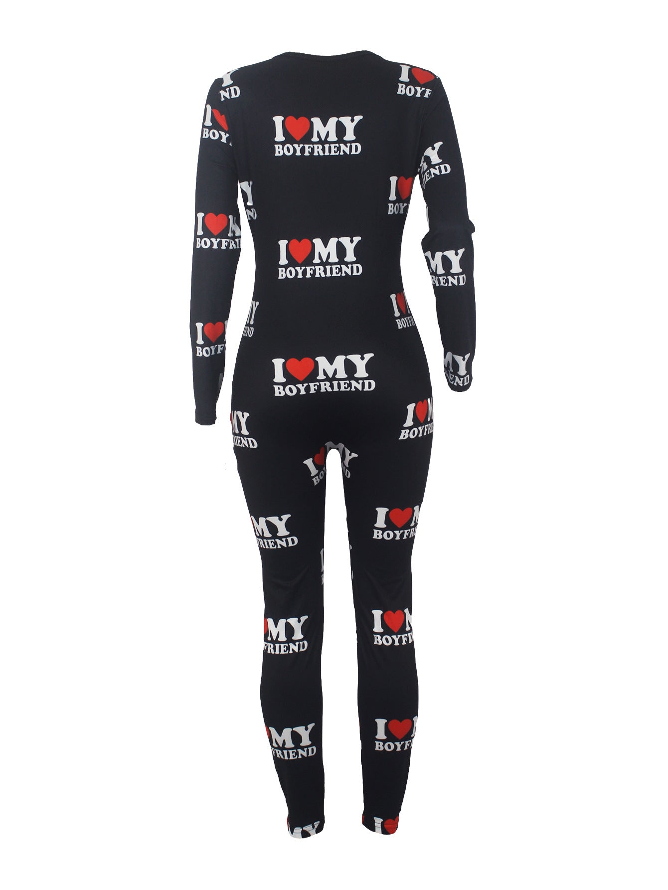 Women's Sexy Fashion Pattern Print Deep V-Neck Long Sleeve Tight Slim Jumpsuit 41