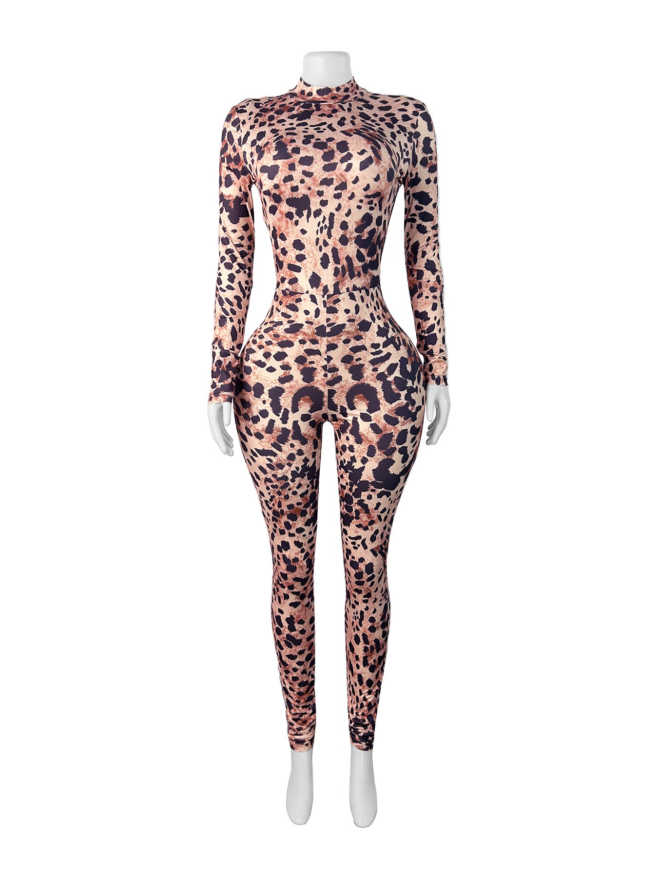 Women Leopard Zipper Print Jumpsuit 8