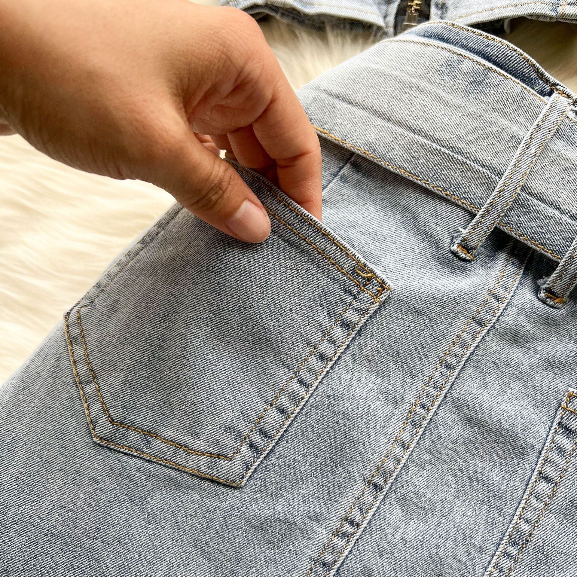 Women's Summer Halter Neck Crop Top Mini Skirt Two-Piece Denim Set 15