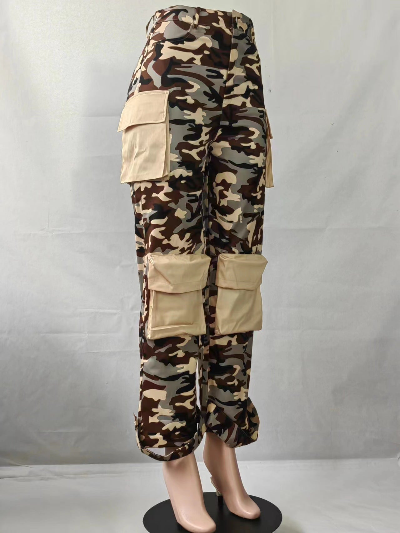 Women's High Waist Loose Straight Camouflage Printed Multi-Pocket Fashion Streetwear Cargo Pants 20