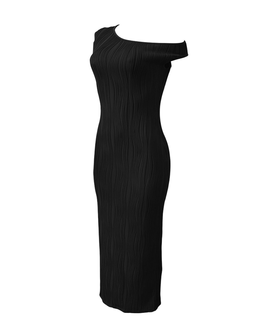 Fashion Ripple Slash Shoulder Slim Long Dress 12