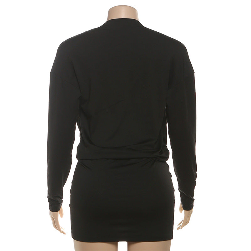 Autumn Outfit Sexy Fashion Deep V-Neck Long Sleeve Bodycon Dress 8