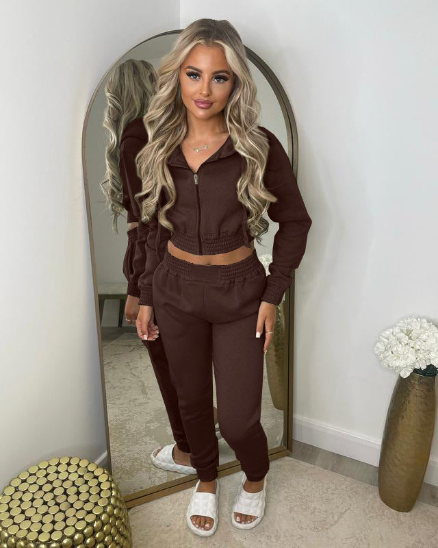 Women fleece Hoodies and Pant Casual two-piece set 10
