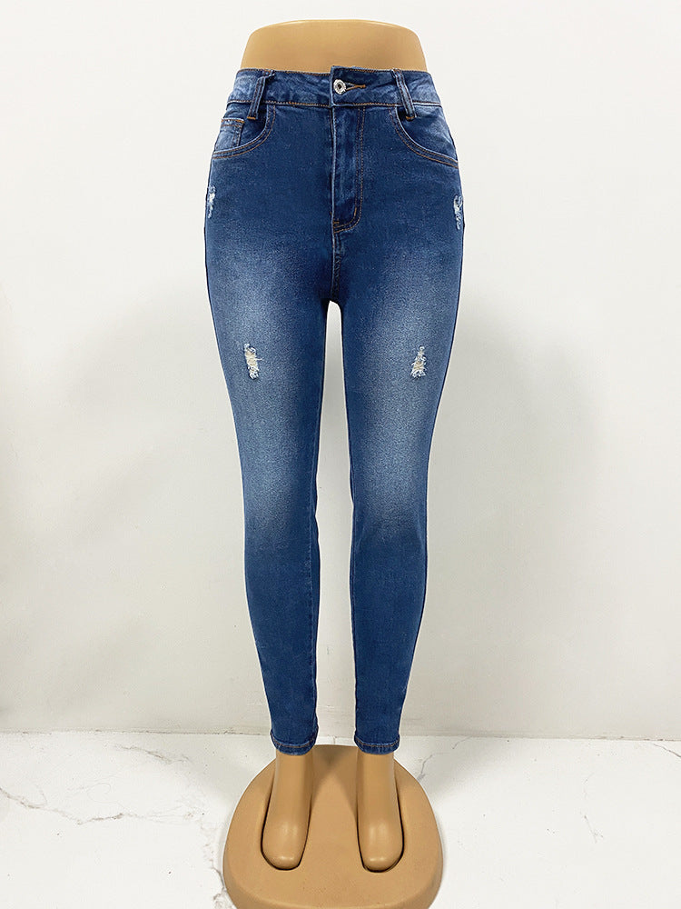 Women Spring Stretchy Denim Pants 9