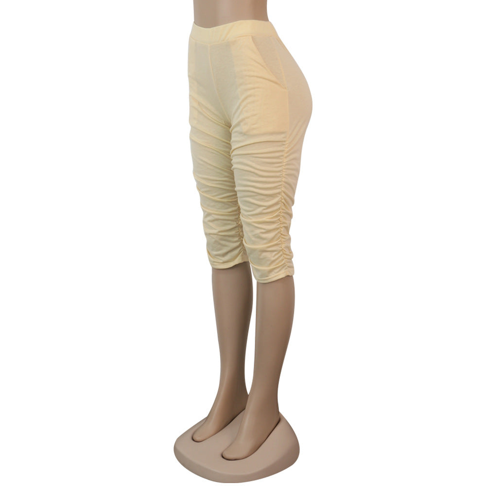 Women's Pockets Ruched Slim Fit Midi Pants 11