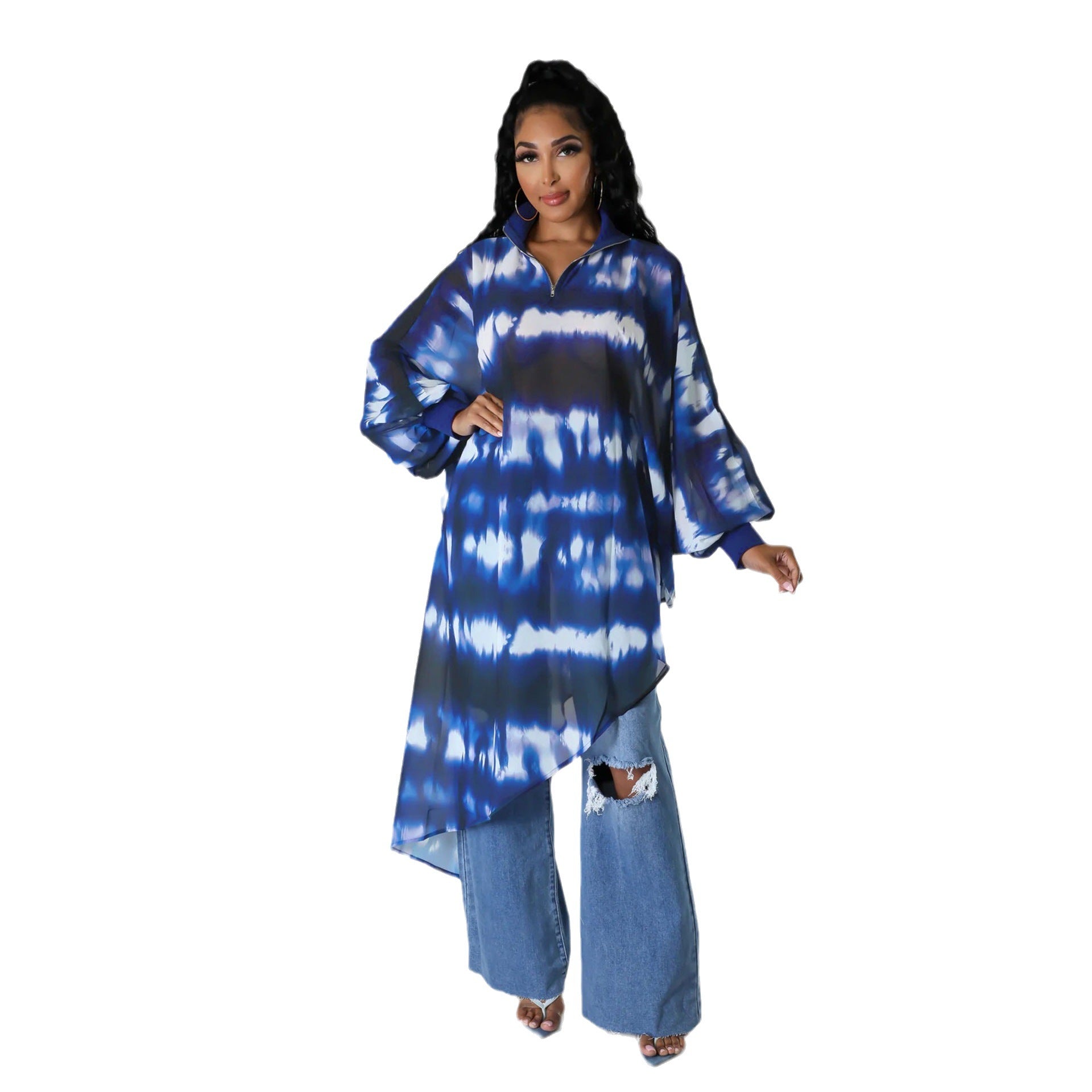 Sexy Casual Print Long Sleeve Irregular Loose Dress 10