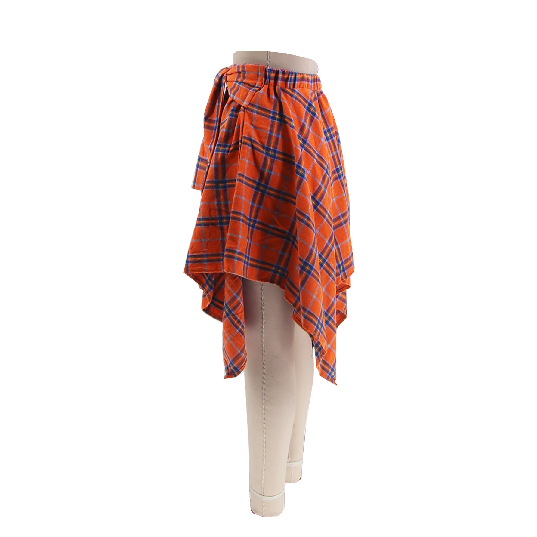 Fashionable Asymmetrical High-Waist Patchwork Plaid Skirt 24