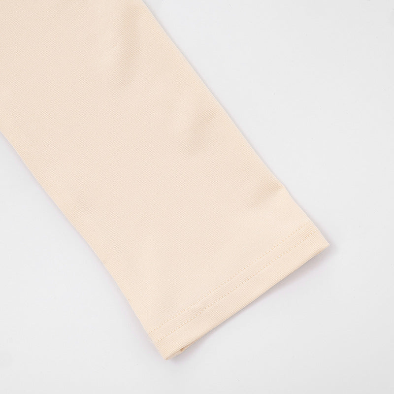 Women Autumn/Winter Solid Turtleneck Long-Sleeved Bodysuit with Covered Legs Two-Piece Set 19