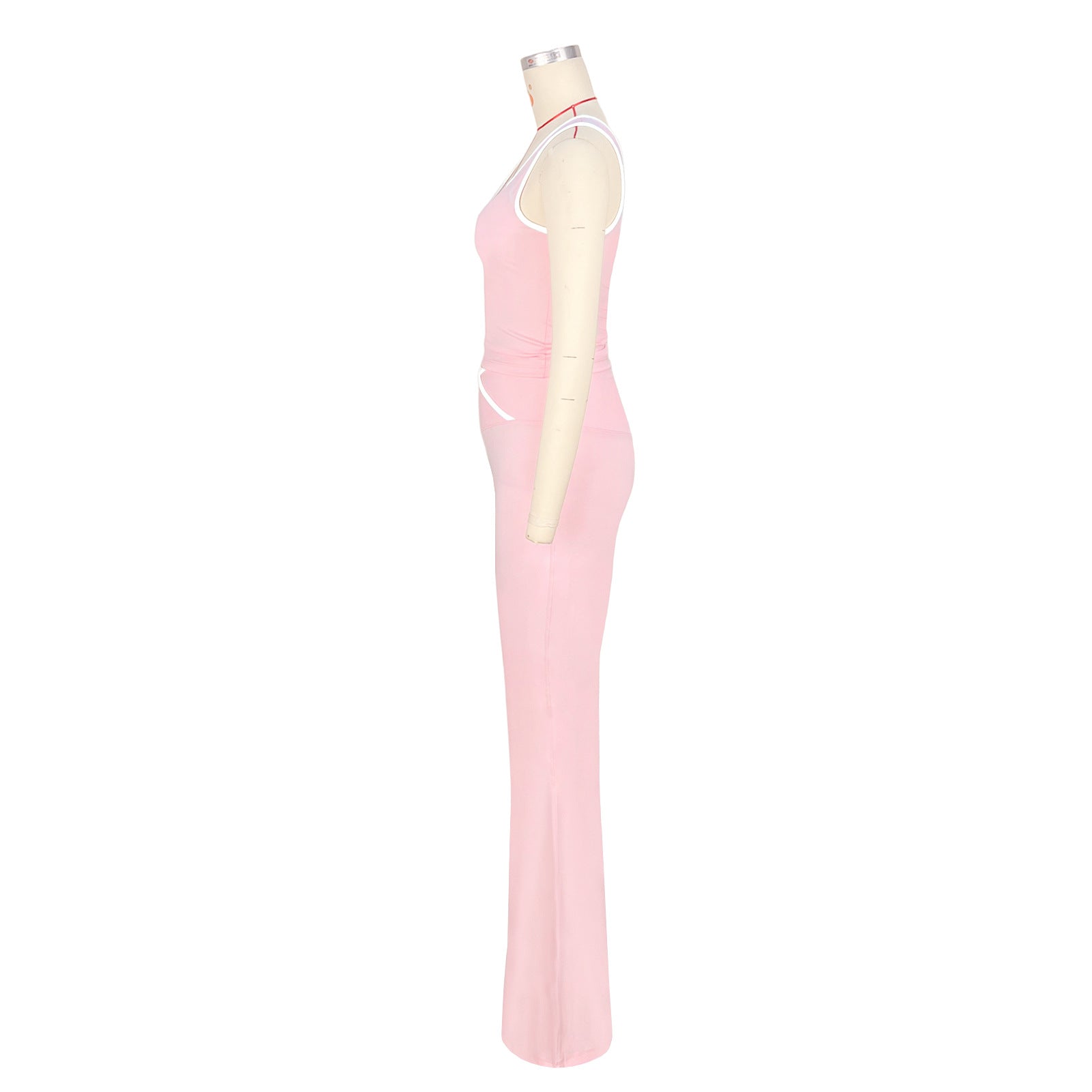 Women Yoga Contrast Color Cross Bell Bottom Pants Two-piece Set 6