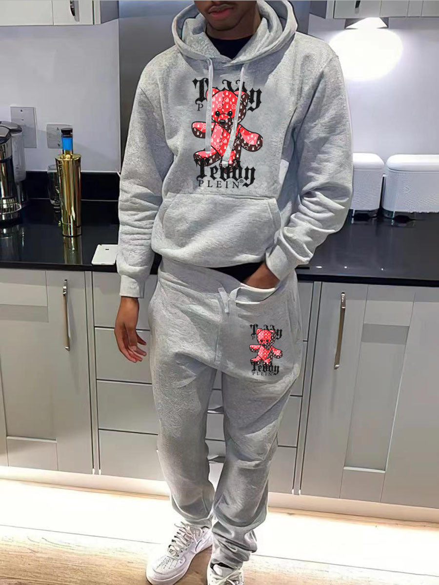 Fall/Winter Casual Print Hoodies Sweatpants Two-Piece Set