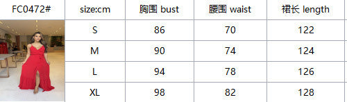 Women Suspender V-neck Tie-up Ruffled Slit Maxi Dress 4