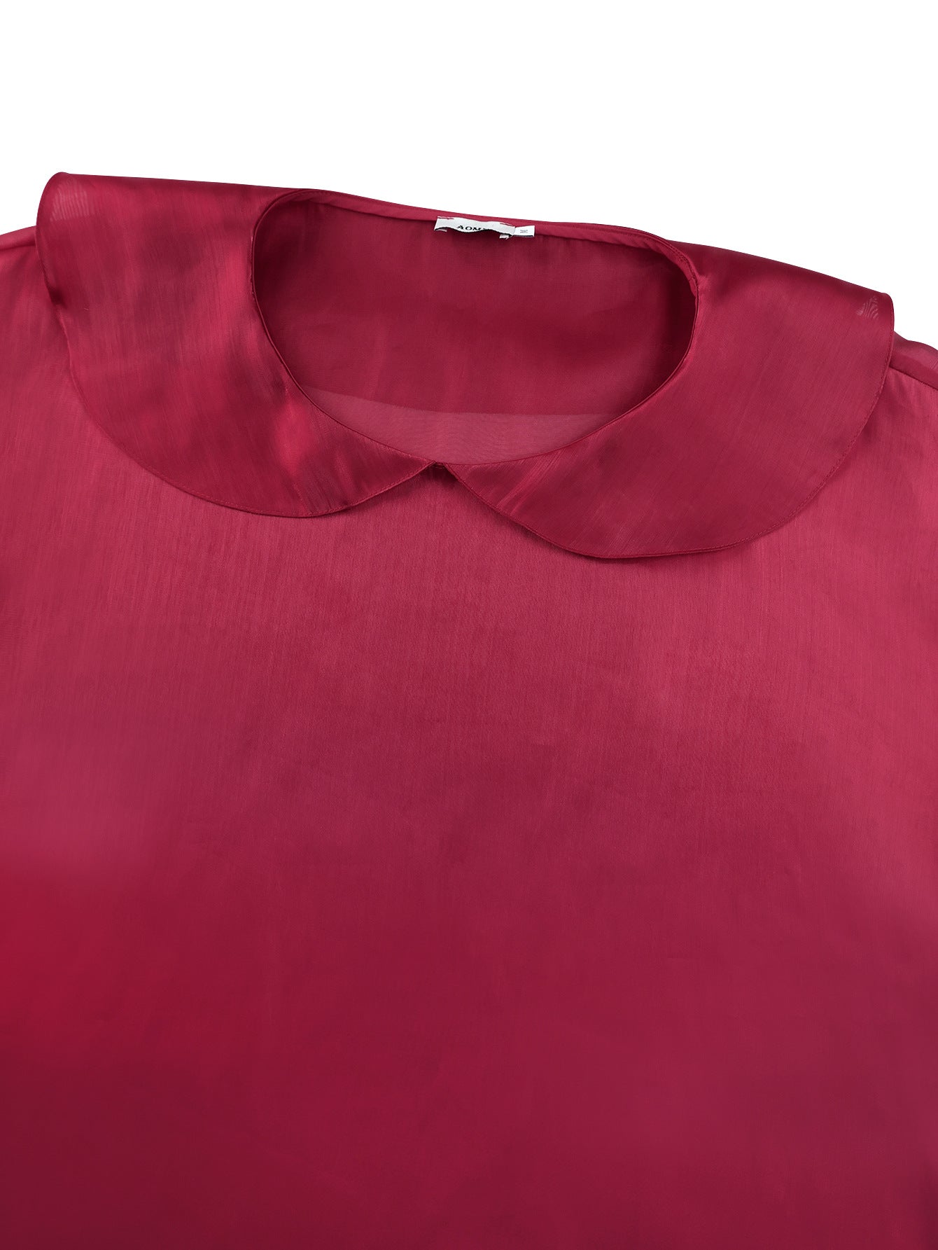 Peter Pan Collar Lantern Sleeve Bow Slim Waist Top Belly Cover Slim Fit Party Shirt 7