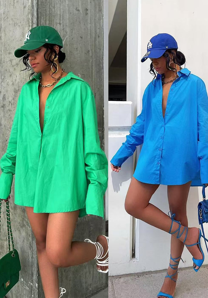 Women Solid Shirt Dress