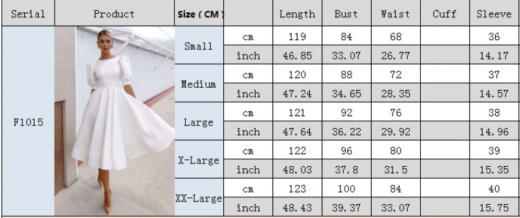 Summer Formal White Puff Sleeve O-Neck Prom Dress 4